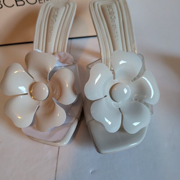 BCBGeneration Shoes - BCBGeneration Remani Transparent Upper Heel Flower Sandals